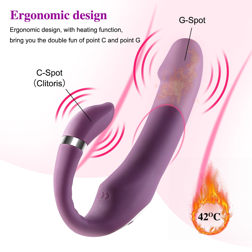 Heating Dildo Vibrator for G-Spot & Clitoral Stimulation - Lusty Age