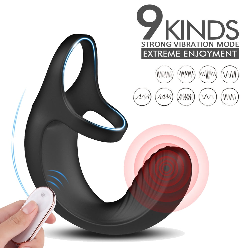 9 Mode Vibrating Penis Massager Ring Dildo Vibrator - Lusty Age